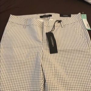 Women’s searsucker grey and white slacks